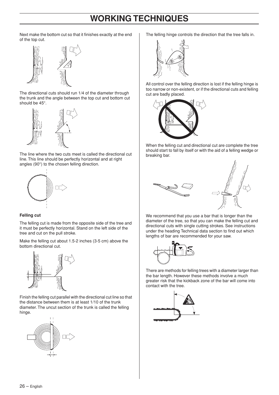 Working techniques | Husqvarna 346XP/ 351 User Manual | Page 26 / 44