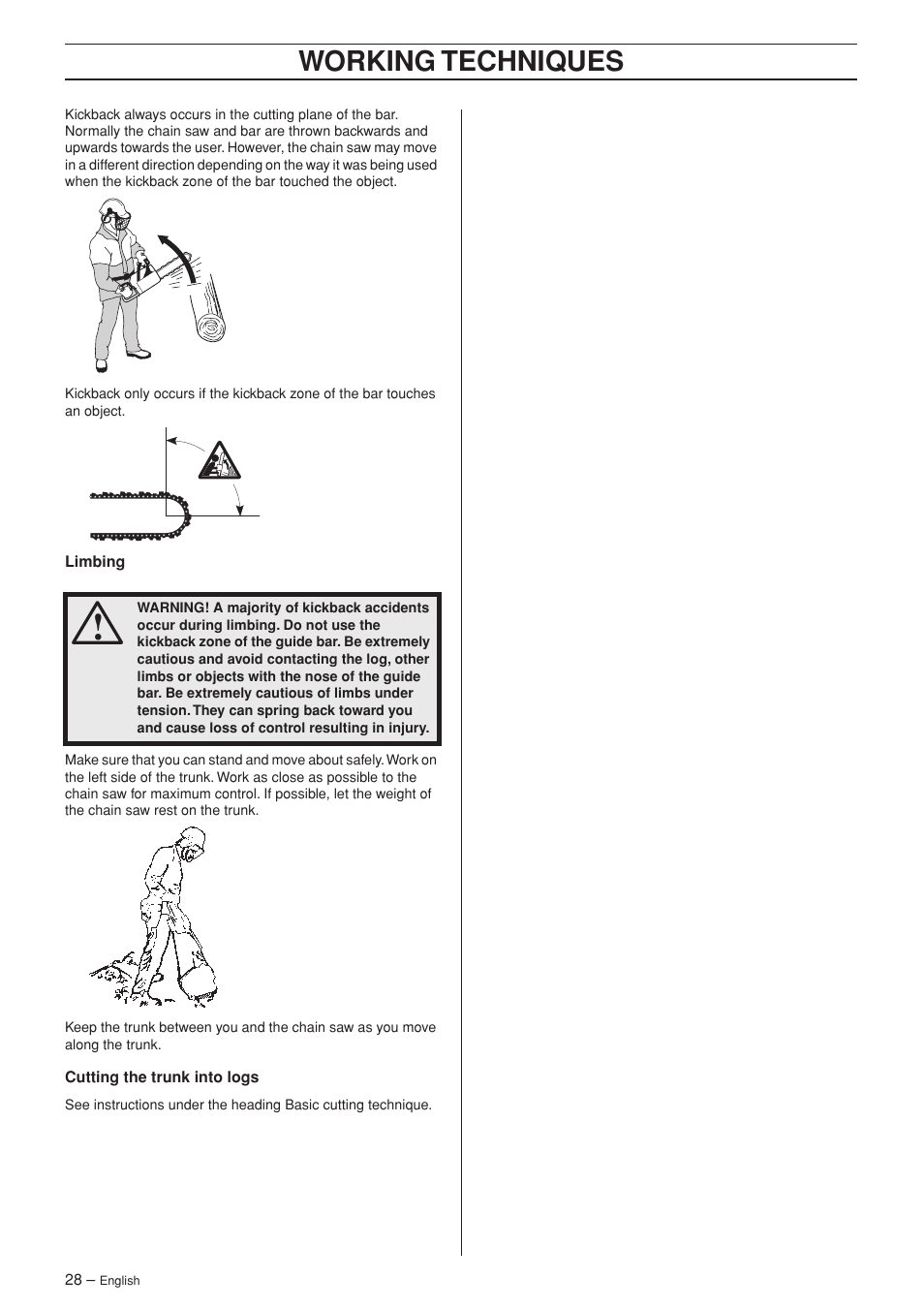 Working techniques | Husqvarna 346XP/ 351 User Manual | Page 28 / 44