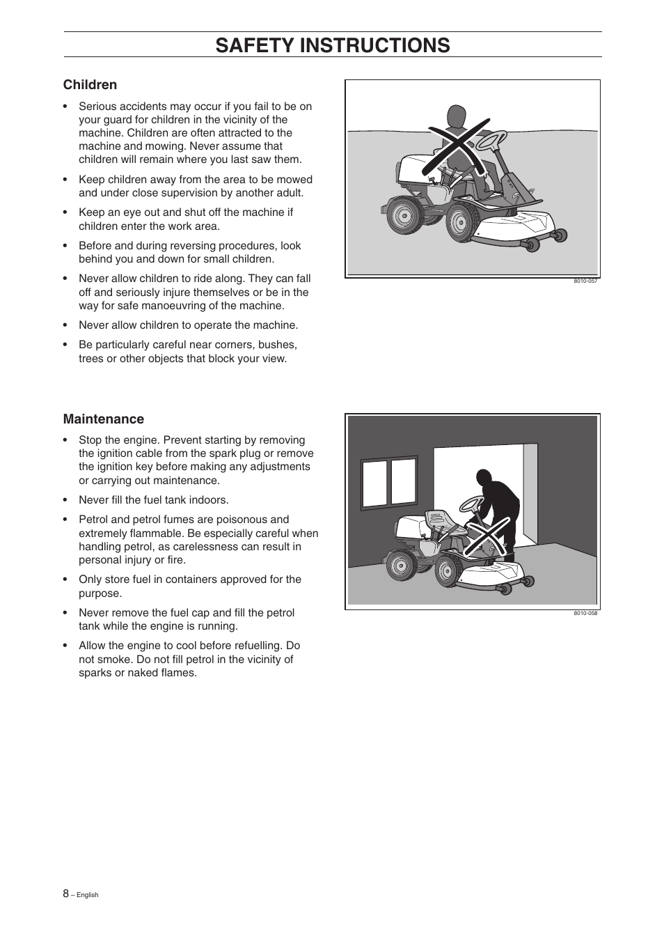 Safety instructions | Husqvarna 16 User Manual | Page 10 / 52