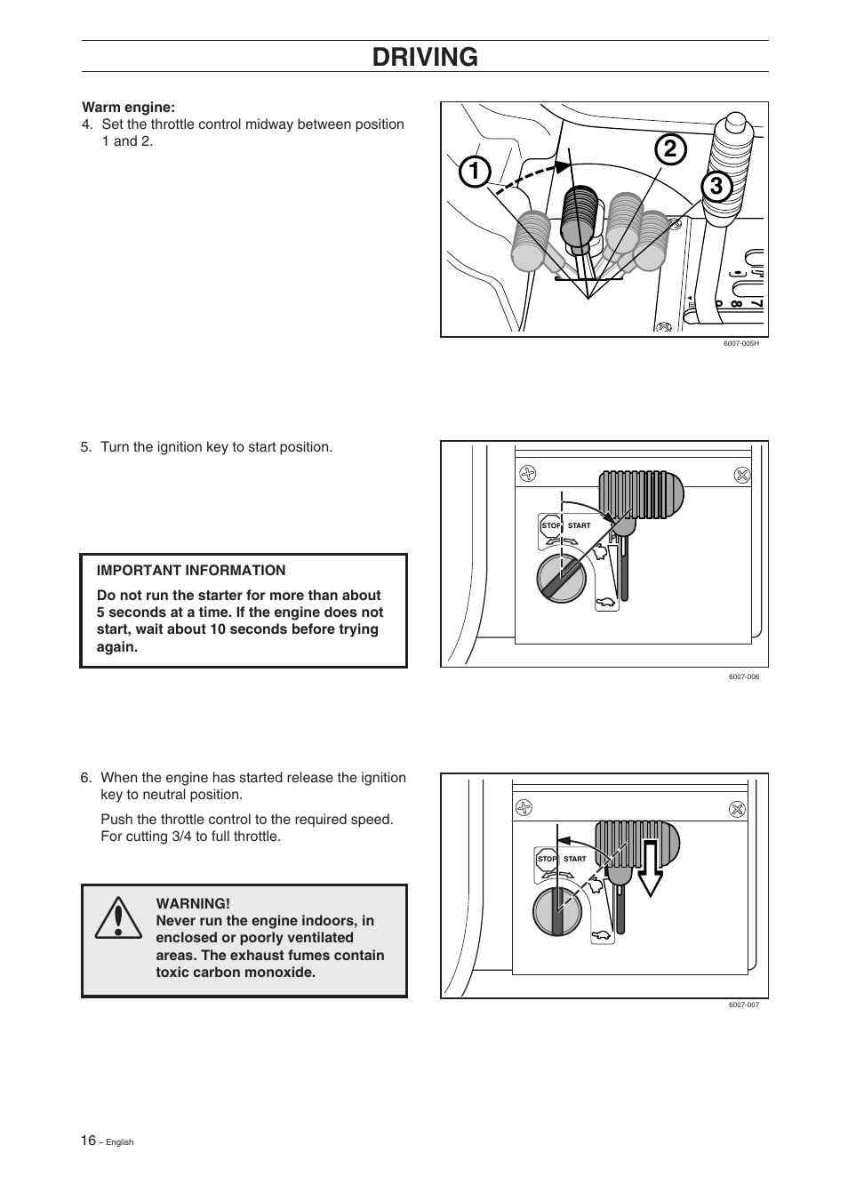 Driving | Husqvarna 16 User Manual | Page 18 / 52