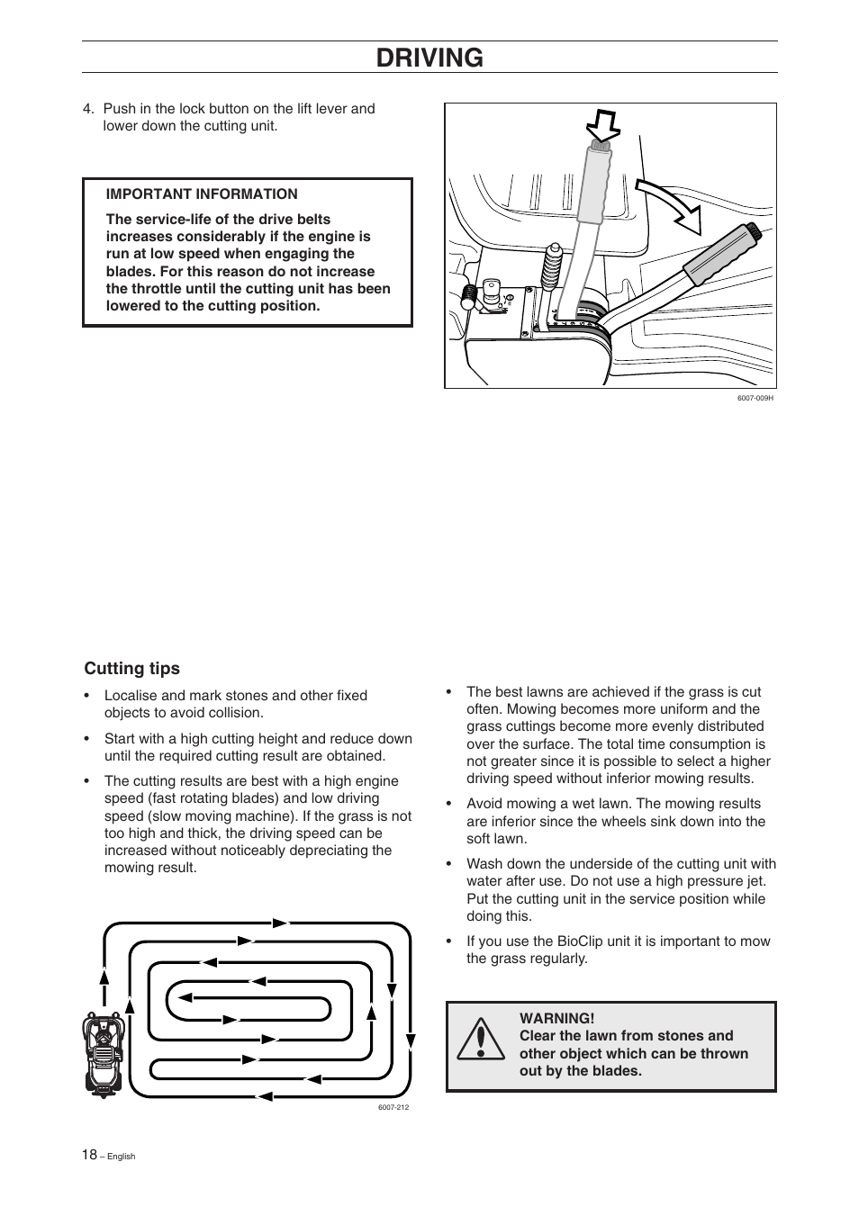 Driving | Husqvarna 16 User Manual | Page 20 / 52