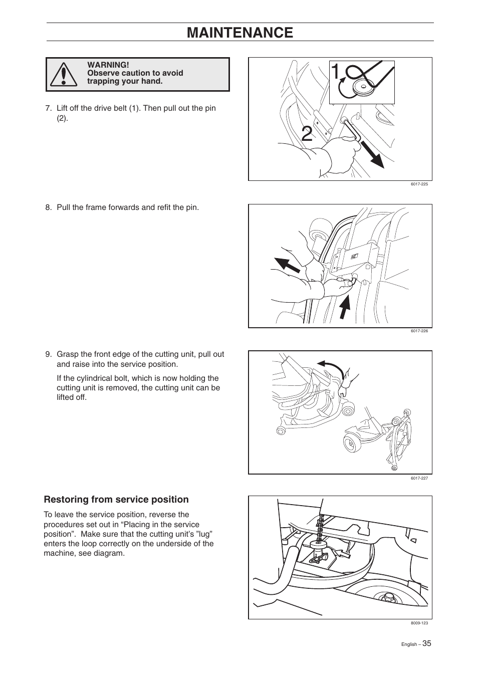 Maintenance | Husqvarna 16 User Manual | Page 37 / 52