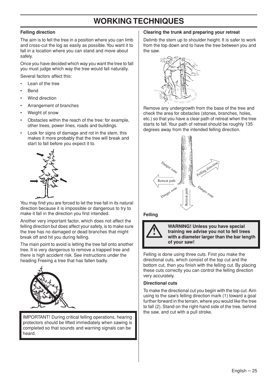 Working techniques | Husqvarna 1151322-95 User Manual | Page 25 / 44