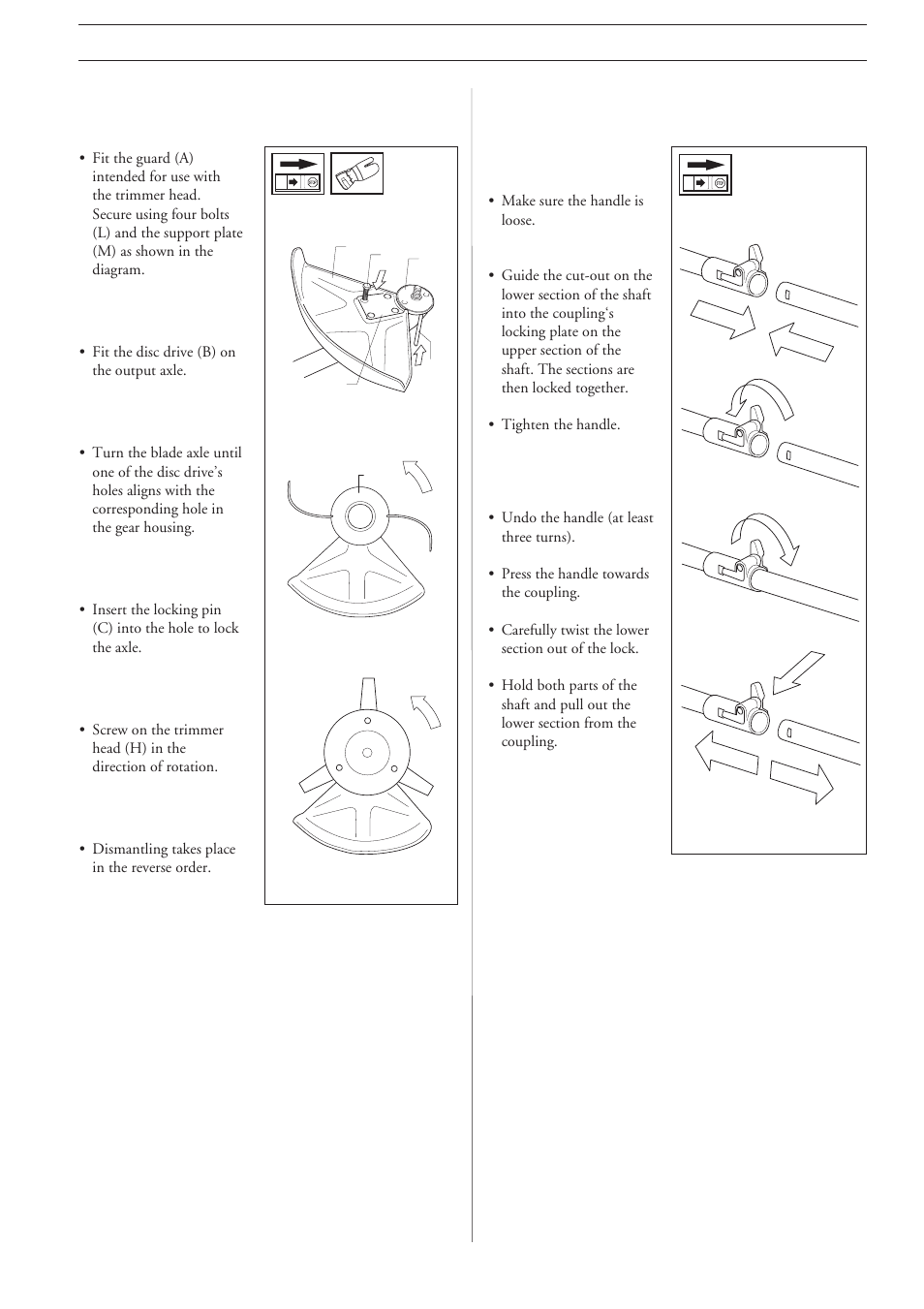 Assembly, Assembling other guards and cutting equipment | Husqvarna 240L User Manual | Page 13 / 24