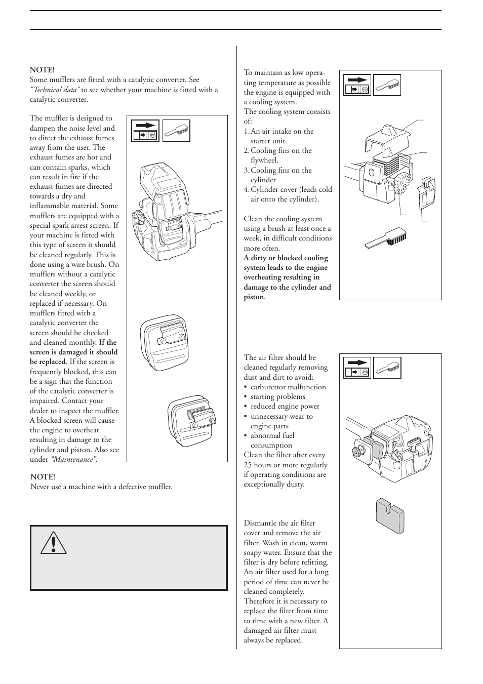 Maintenance, Cooling system, Air filter | Muffler | Husqvarna 240L User Manual | Page 18 / 24