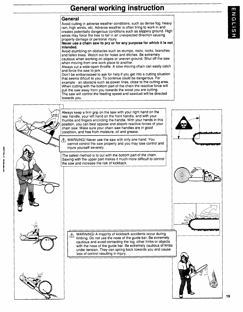 General, General working instruction | Husqvarna 36 User Manual | Page 19 / 22