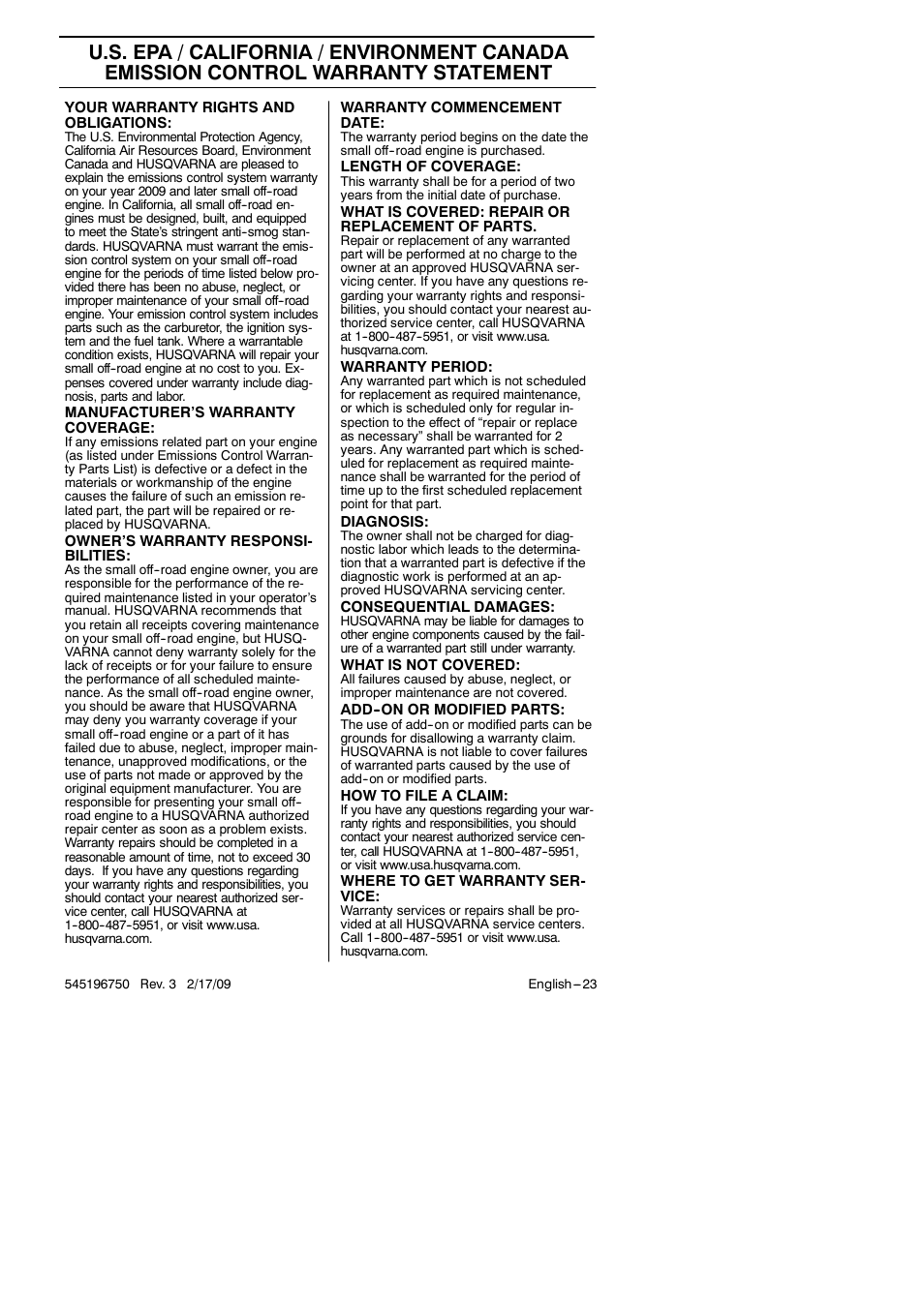 Husqvarna Trimmer 128 L User Manual | Page 23 / 24