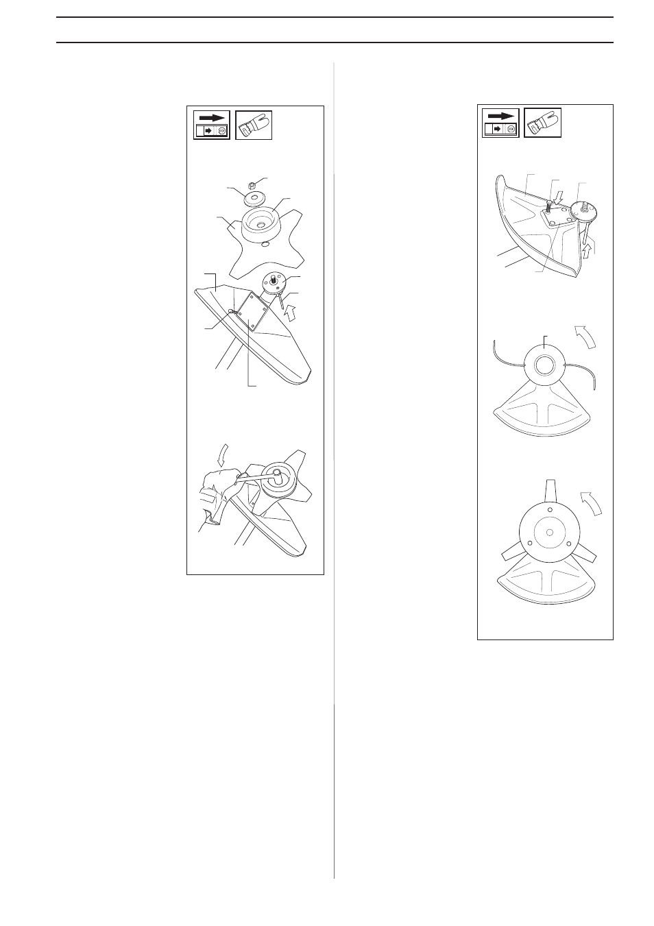 Assembly, Assembling other guards and cutting equipment, Assembling the blade guard and grass blade | Husqvarna 227RJ User Manual | Page 15 / 36