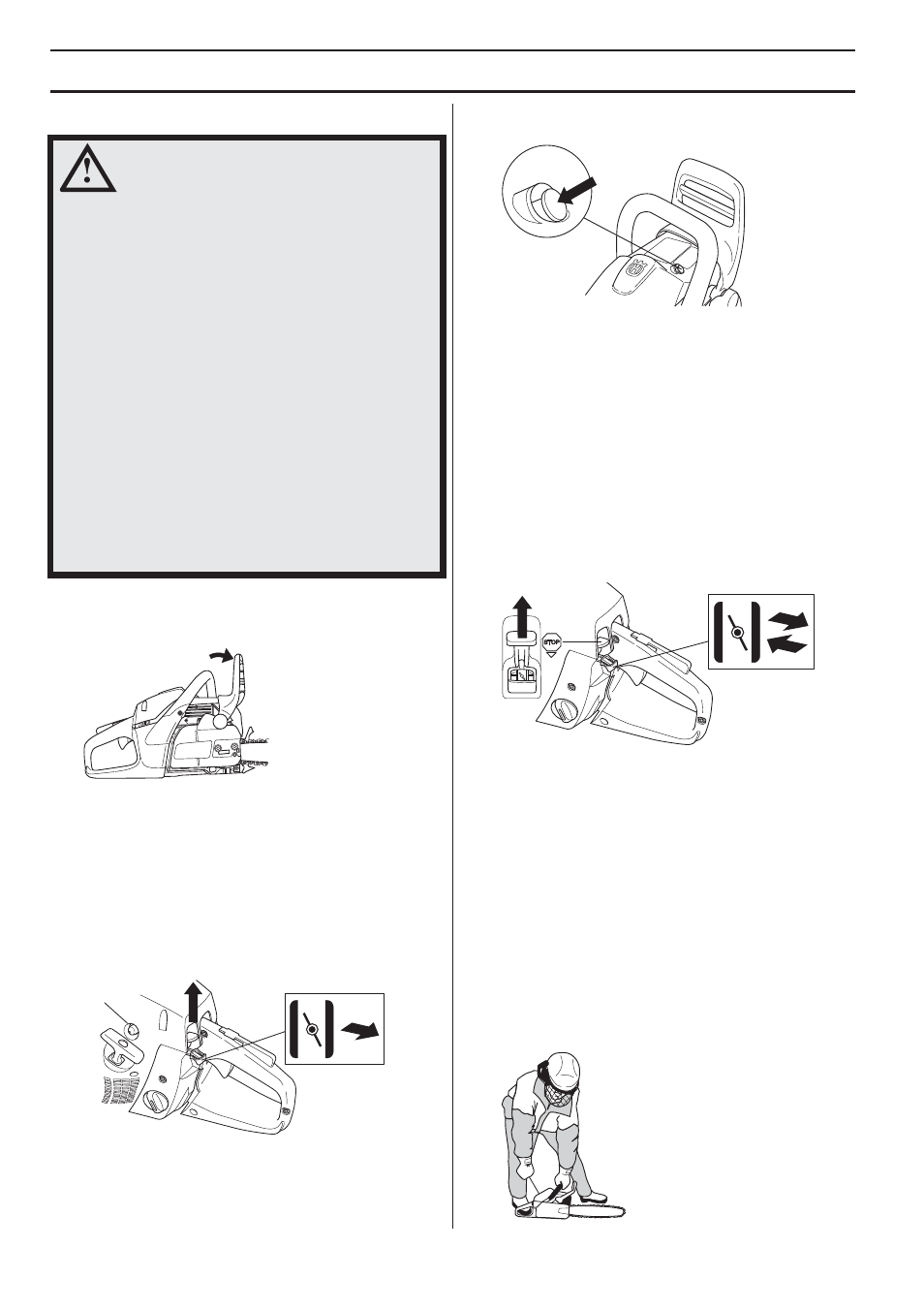 Démarrage et arrêt, Moteur froid, Moteur chaud | Husqvarna 455e Rancher User Manual | Page 66 / 140