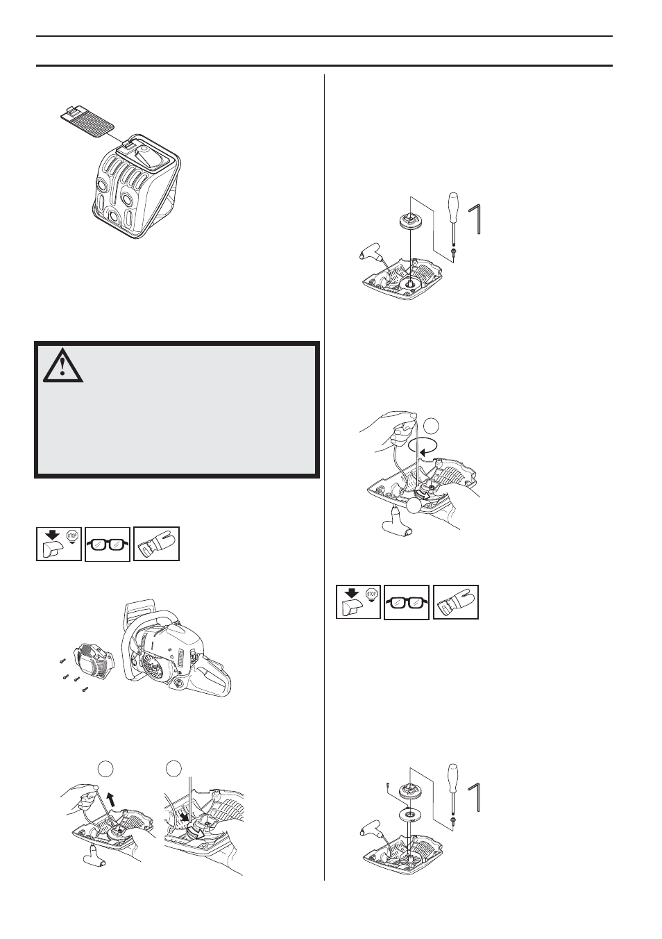 Lanceur, Remplacement d’une corde de lanceur rompue ou usée, Mise sous tension du ressort | Remplacement d’un ressort de rappel rompu, Entretien | Husqvarna 455e Rancher User Manual | Page 80 / 140