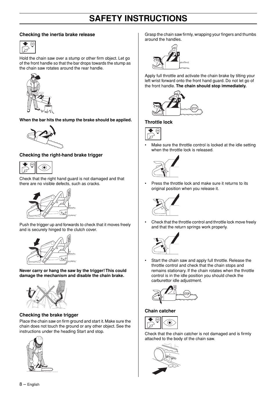 Safety instructions | Husqvarna TAC 345 User Manual | Page 8 / 36