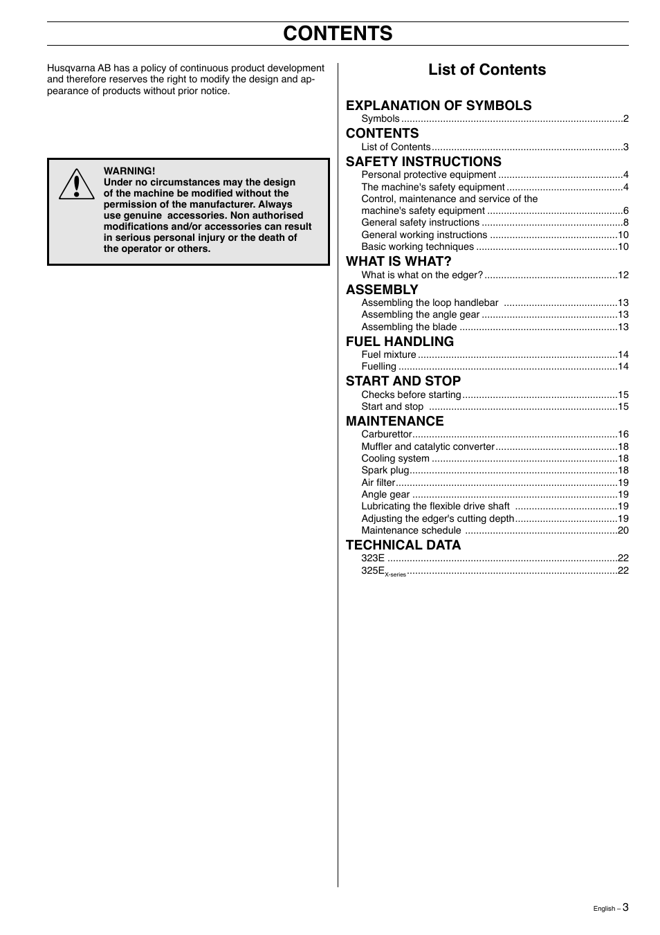Husqvarna 323E User Manual | Page 3 / 24