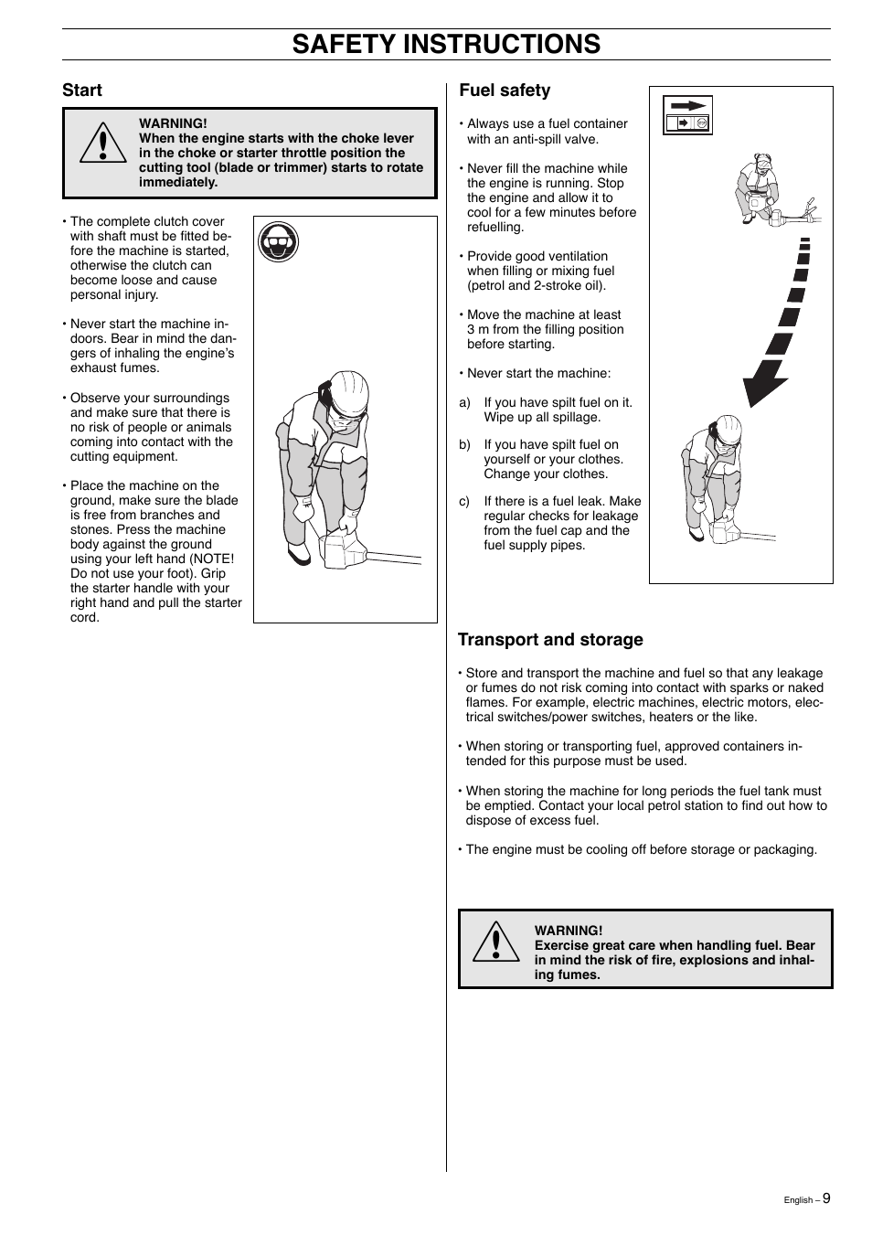 Safety instructions | Husqvarna 323E User Manual | Page 9 / 24
