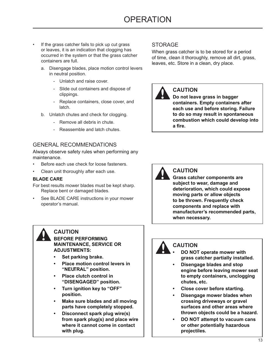 Operation, General recommendations, Storage | Husqvarna 2009-01 User Manual | Page 12 / 21