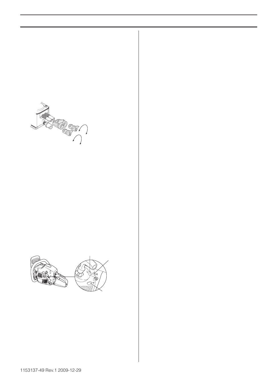 Generalidades, Ajuste del carburador, Funcionamiento | Reglaje básico y rodaje, Reglaje preciso, Cambio del tipo de combustible, Requisitos, Surtidor de bajo régimen l, Mantenimiento, Lh t | Husqvarna 460 Rancher User Manual | Page 117 / 132
