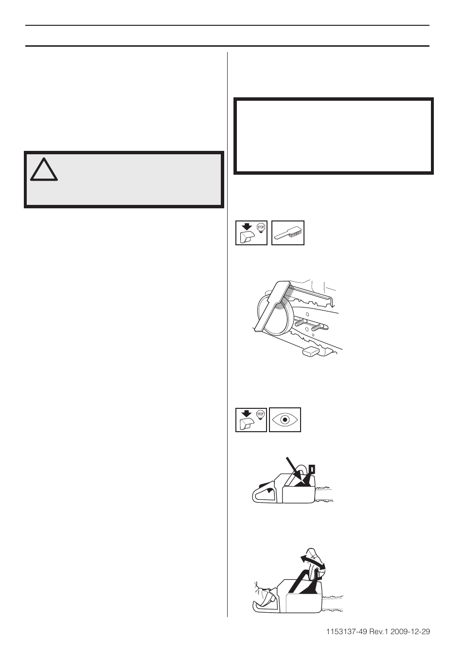 Reglaje preciso del ralentí, tornillo t, Surtidor de pleno régimen h, Carburador correctamente regulado | Freno de cadena con protección contra reculadas, Mantenimiento | Husqvarna 460 Rancher User Manual | Page 118 / 132