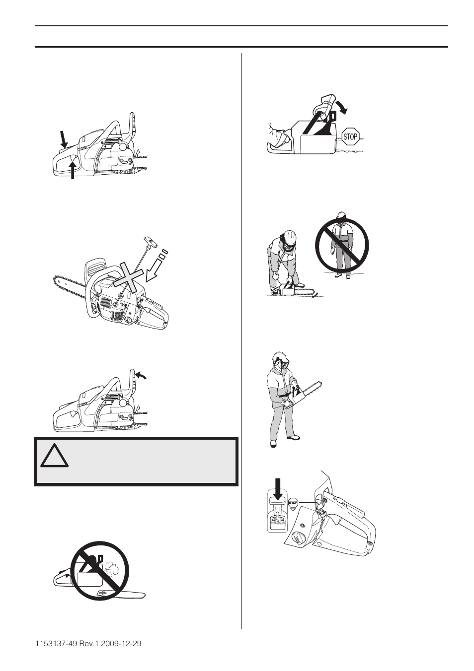 Stopping, Starting and stopping | Husqvarna 460 Rancher User Manual | Page 23 / 132