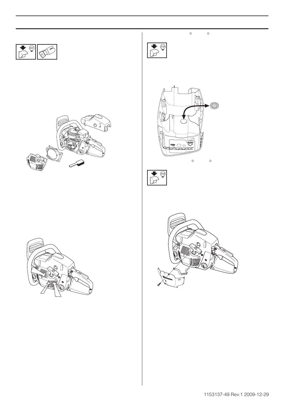 Cooling system, Air injection” centrifugal cleaning, Winter use | Temperature 0°c (32°f) or colder, Temperature -5°c (23°f) or colder, Maintenance | Husqvarna 460 Rancher User Manual | Page 38 / 132