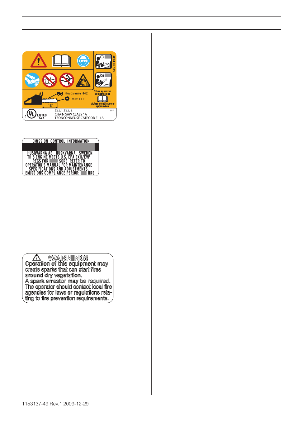 Explication des symboles | Husqvarna 460 Rancher User Manual | Page 45 / 132