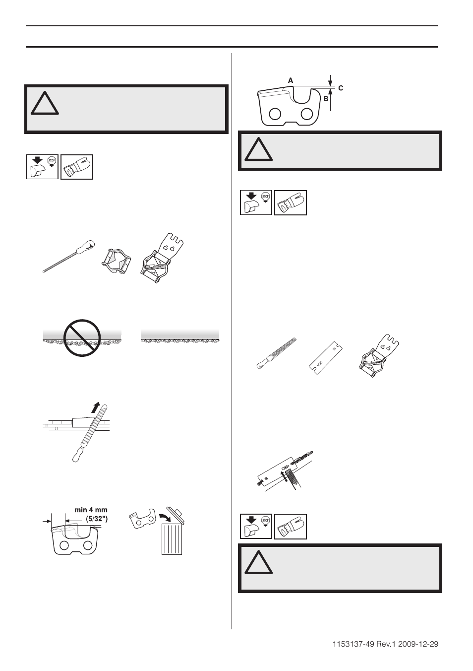Tension de la chaîne, Instructions générales de sécurité | Husqvarna 460 Rancher User Manual | Page 56 / 132
