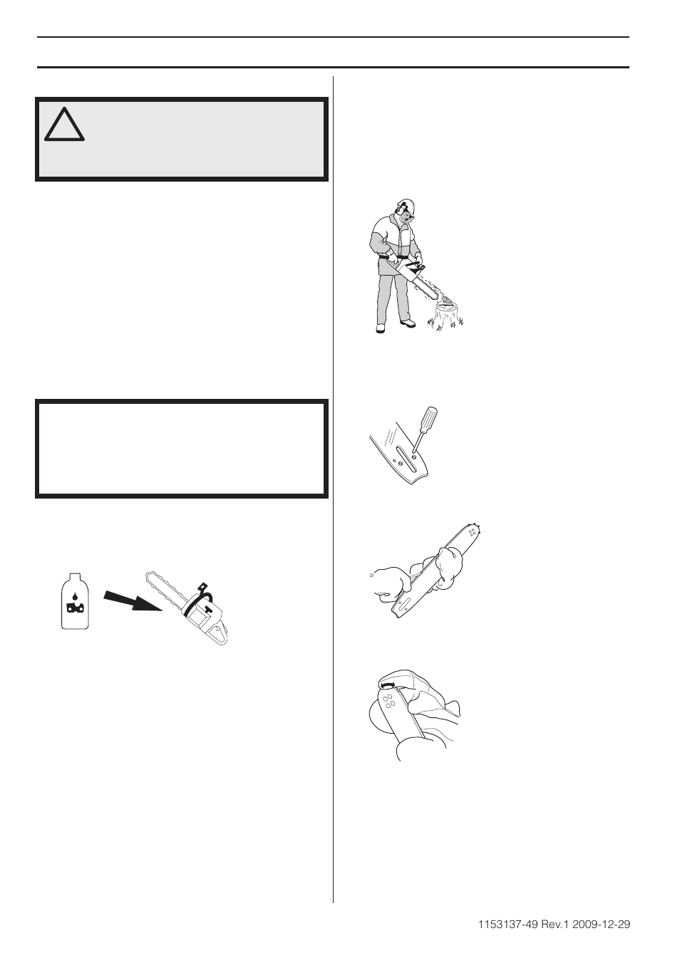 Lubrification de l’équipement de coupe, Instructions générales de sécurité | Husqvarna 460 Rancher User Manual | Page 58 / 132