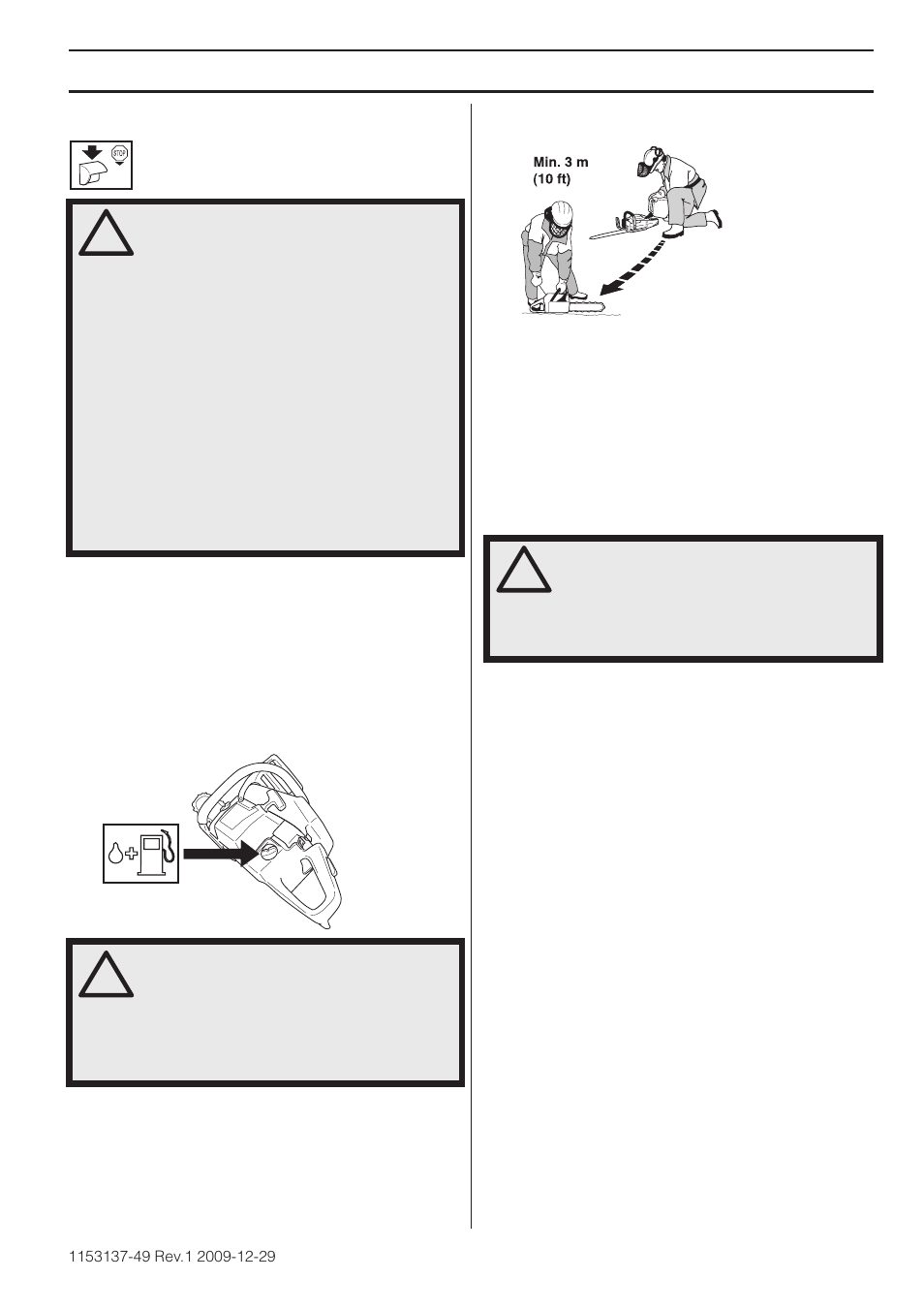 Remplissage de carburant, Sécurité carburant, Transport et rangement | Remisage prolongé, Manipulation du carburant | Husqvarna 460 Rancher User Manual | Page 63 / 132