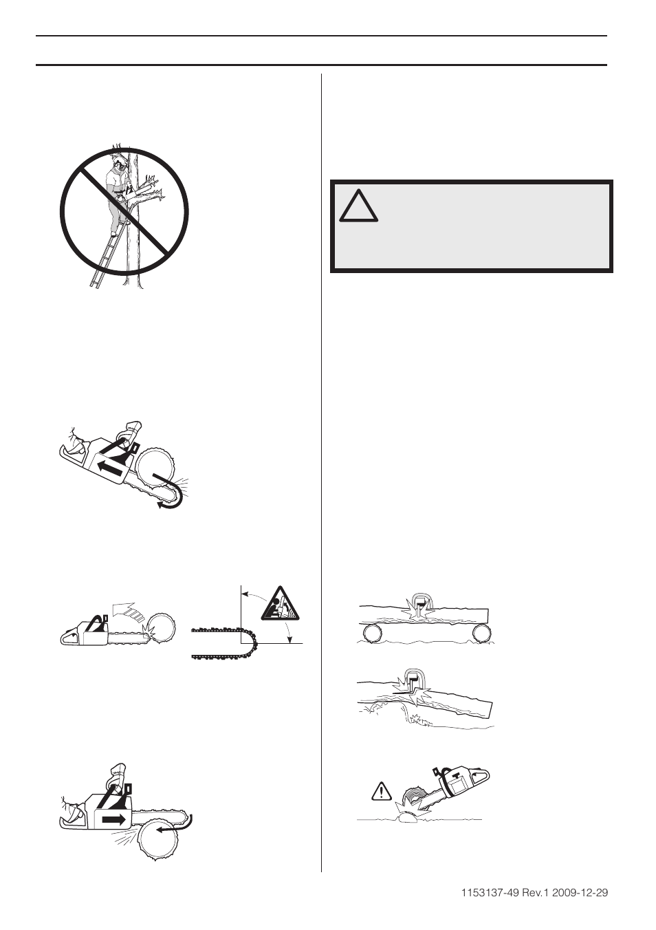 Technique de base pour la coupe, Techniques de travail | Husqvarna 460 Rancher User Manual | Page 68 / 132
