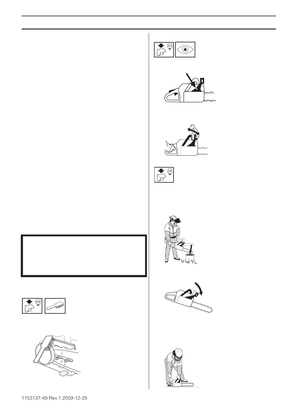 Carburateur correctement réglé, Frein de chaîne avec arceau protecteur, Entretien | Husqvarna 460 Rancher User Manual | Page 75 / 132