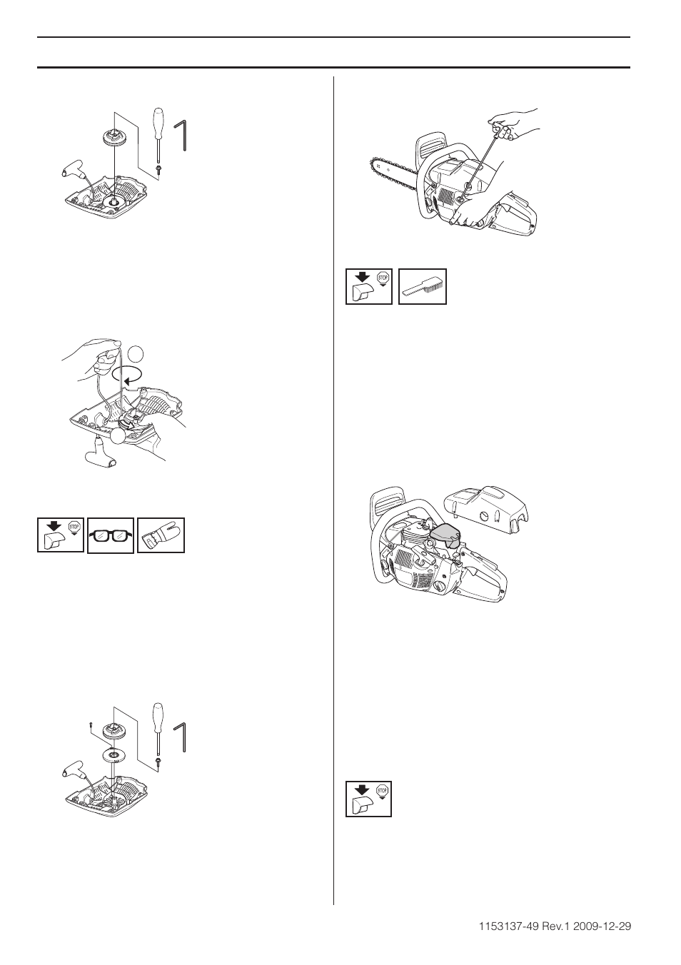 Mise sous tension du ressort, Remplacement d’un ressort de rappel rompu, Montage du lanceur | Filtre à air, Bougie, Entretien | Husqvarna 460 Rancher User Manual | Page 78 / 132