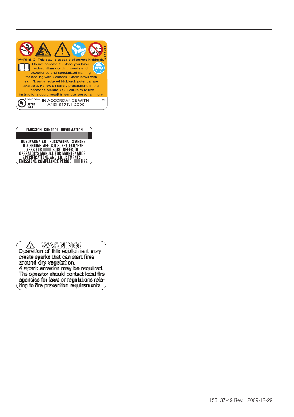 Aclaracion de los simbolos | Husqvarna 460 Rancher User Manual | Page 88 / 132