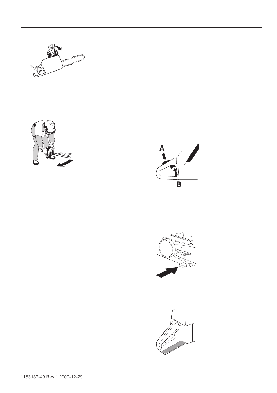 Fiador del acelerador, Captor de cadena, Protección de la mano derecha | Instrucciones generales de seguridad | Husqvarna 460 Rancher User Manual | Page 95 / 132