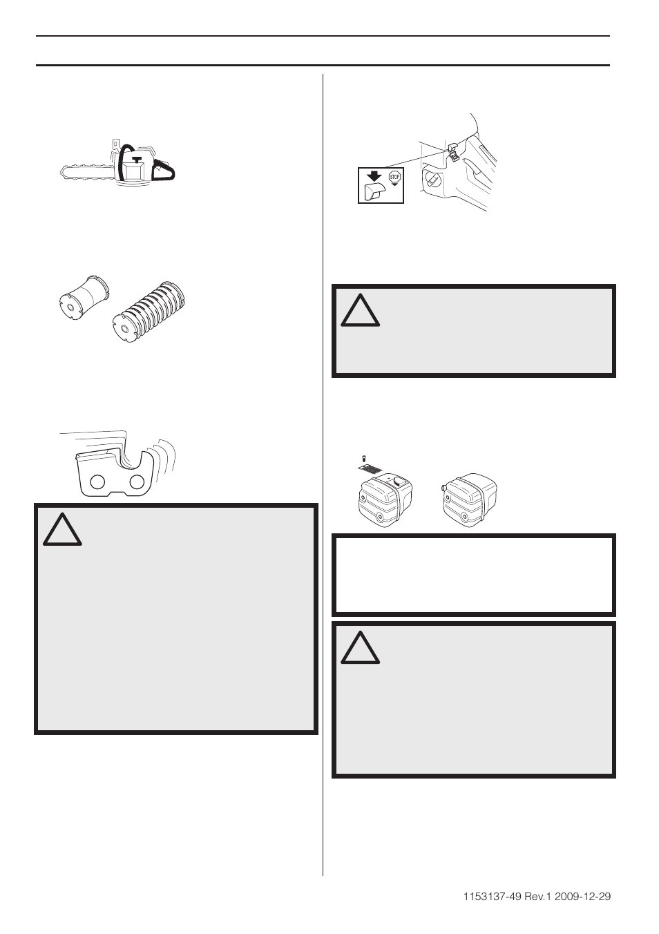 Sistema amortiguador de vibraciones, Botón de parada, Silenciador | Instrucciones generales de seguridad | Husqvarna 460 Rancher User Manual | Page 96 / 132