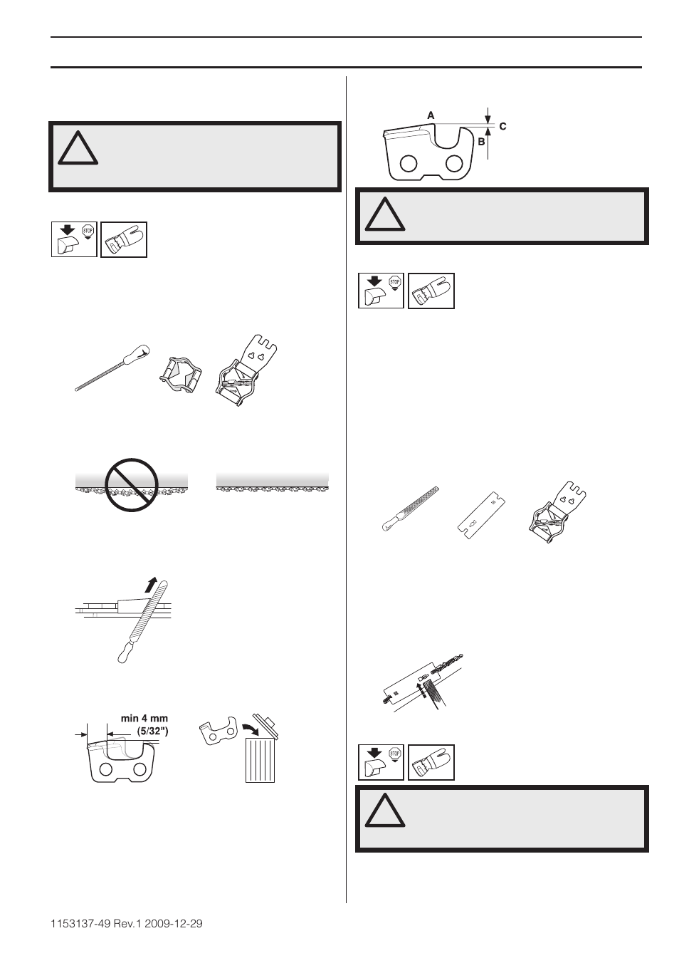 Tensado de la cadena, Instrucciones generales de seguridad | Husqvarna 460 Rancher User Manual | Page 99 / 132