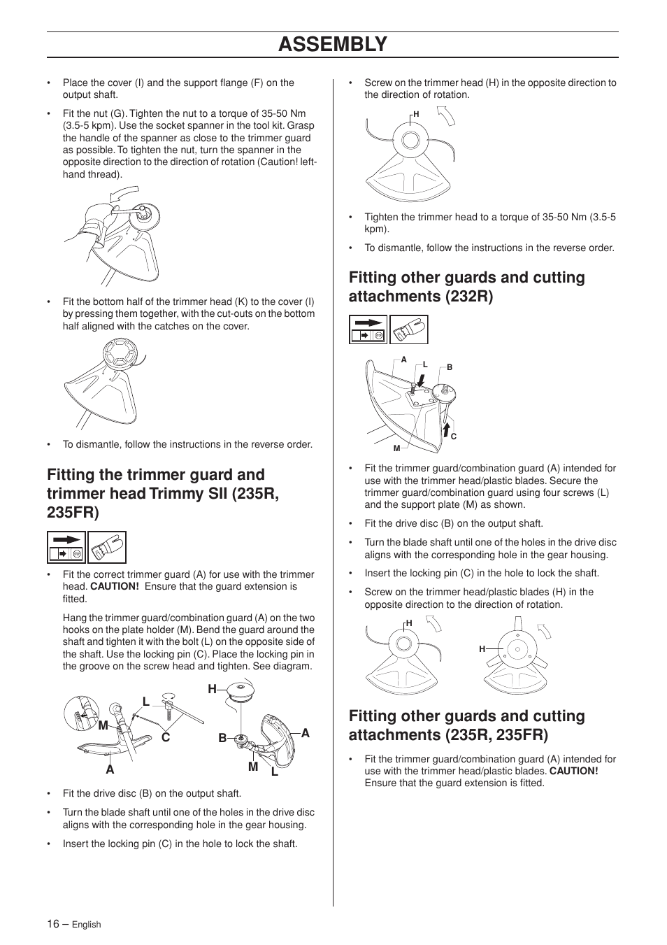 Assembly | Husqvarna 232R User Manual | Page 16 / 44