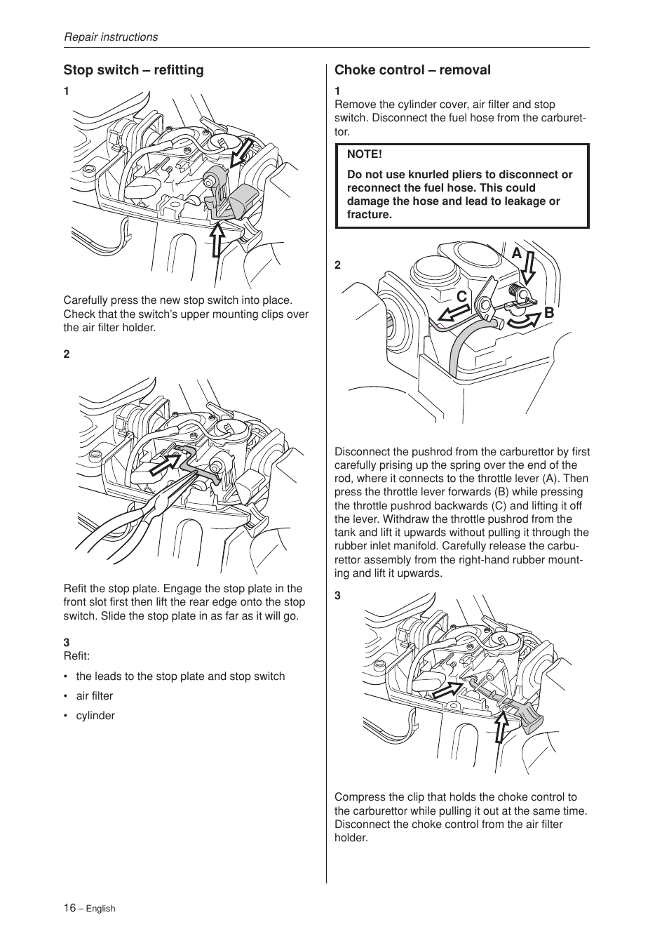 Ca b | Husqvarna 340 User Manual | Page 17 / 52
