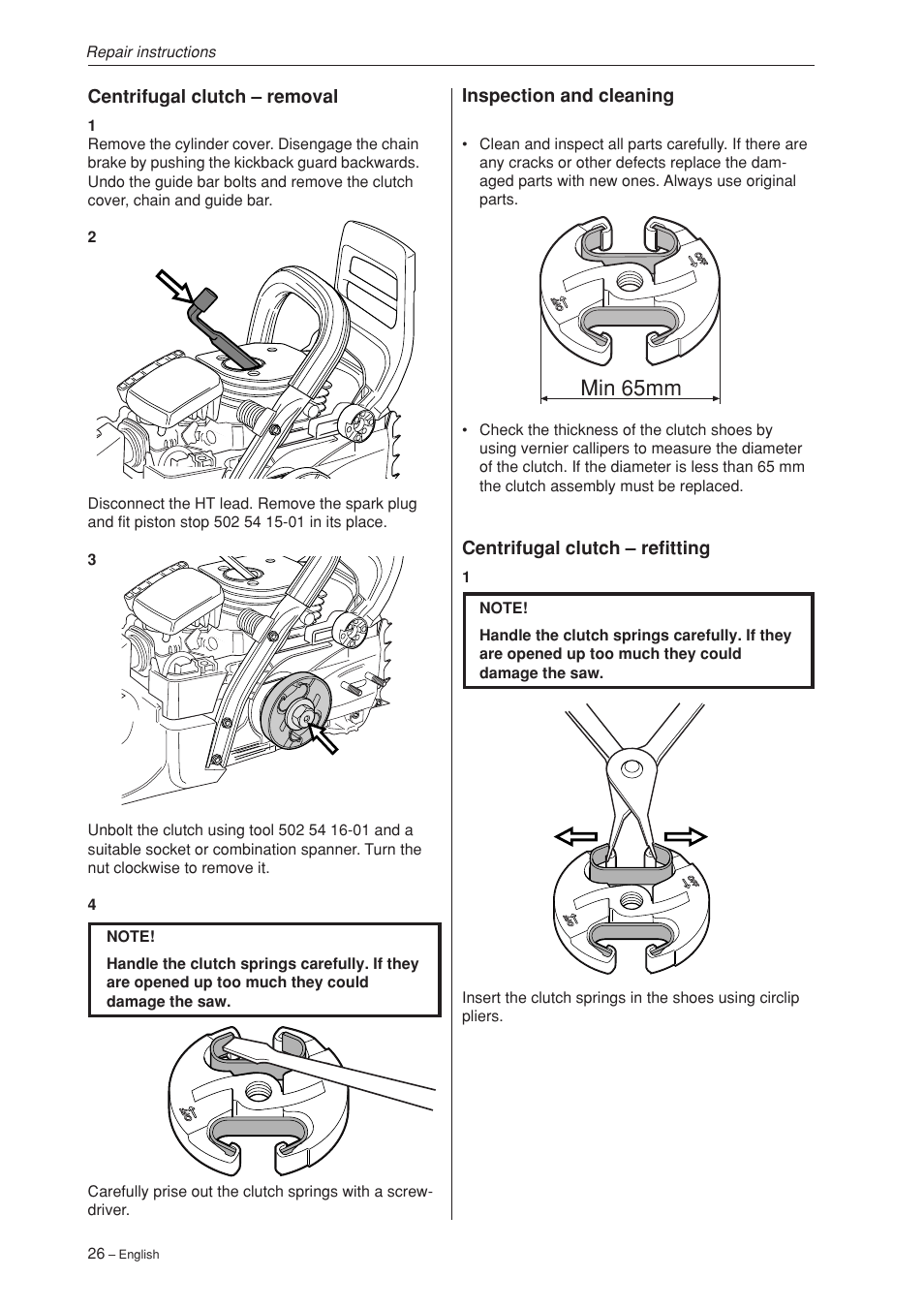 Min 65mm | Husqvarna 340 User Manual | Page 27 / 52