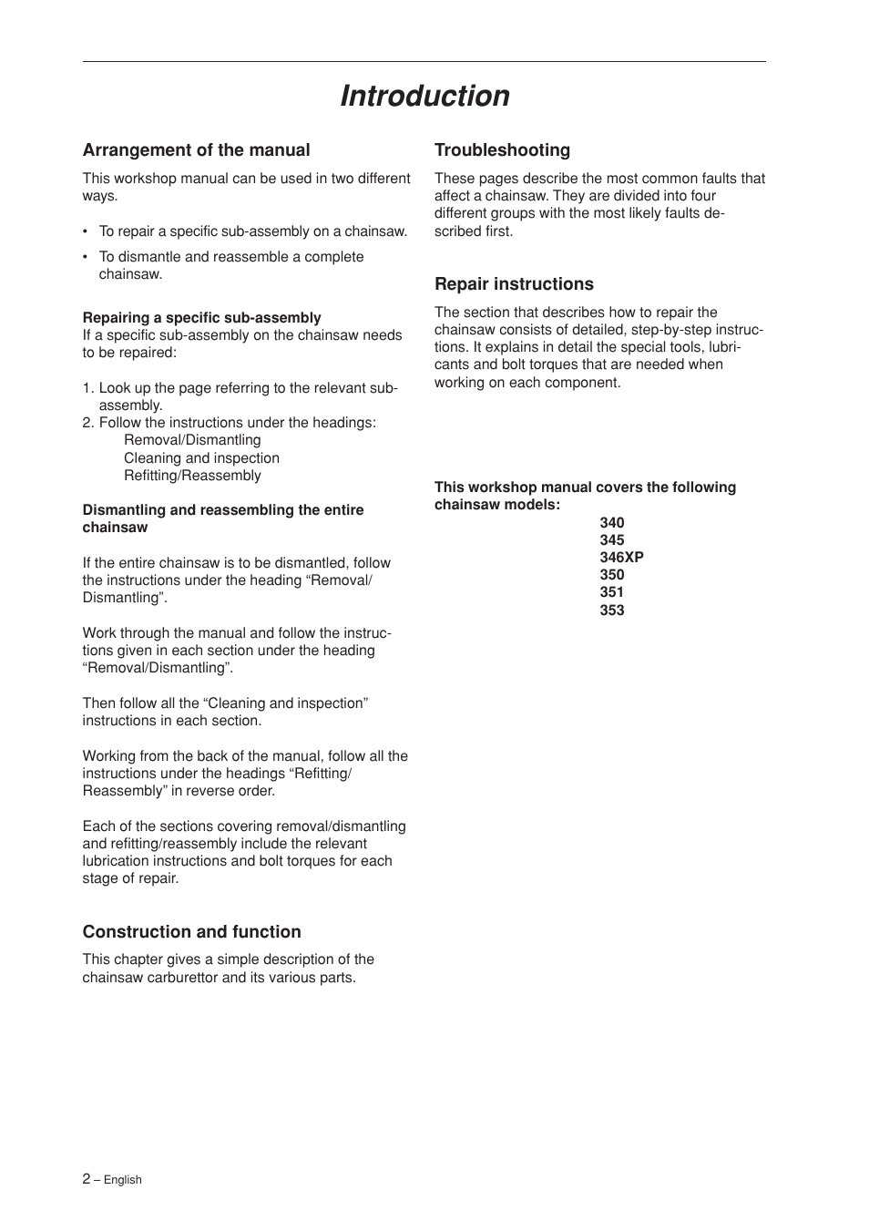 Introduction | Husqvarna 340 User Manual | Page 3 / 52
