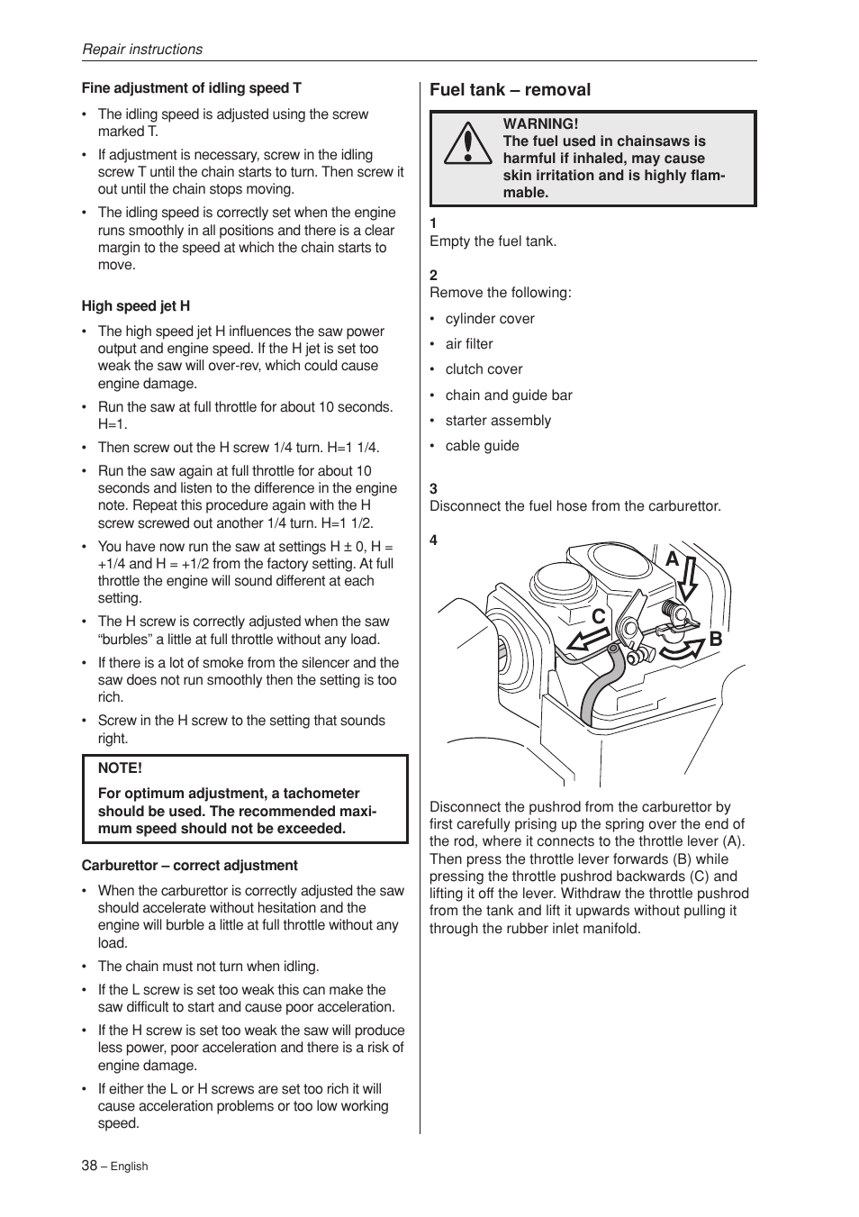 Ca b | Husqvarna 340 User Manual | Page 39 / 52