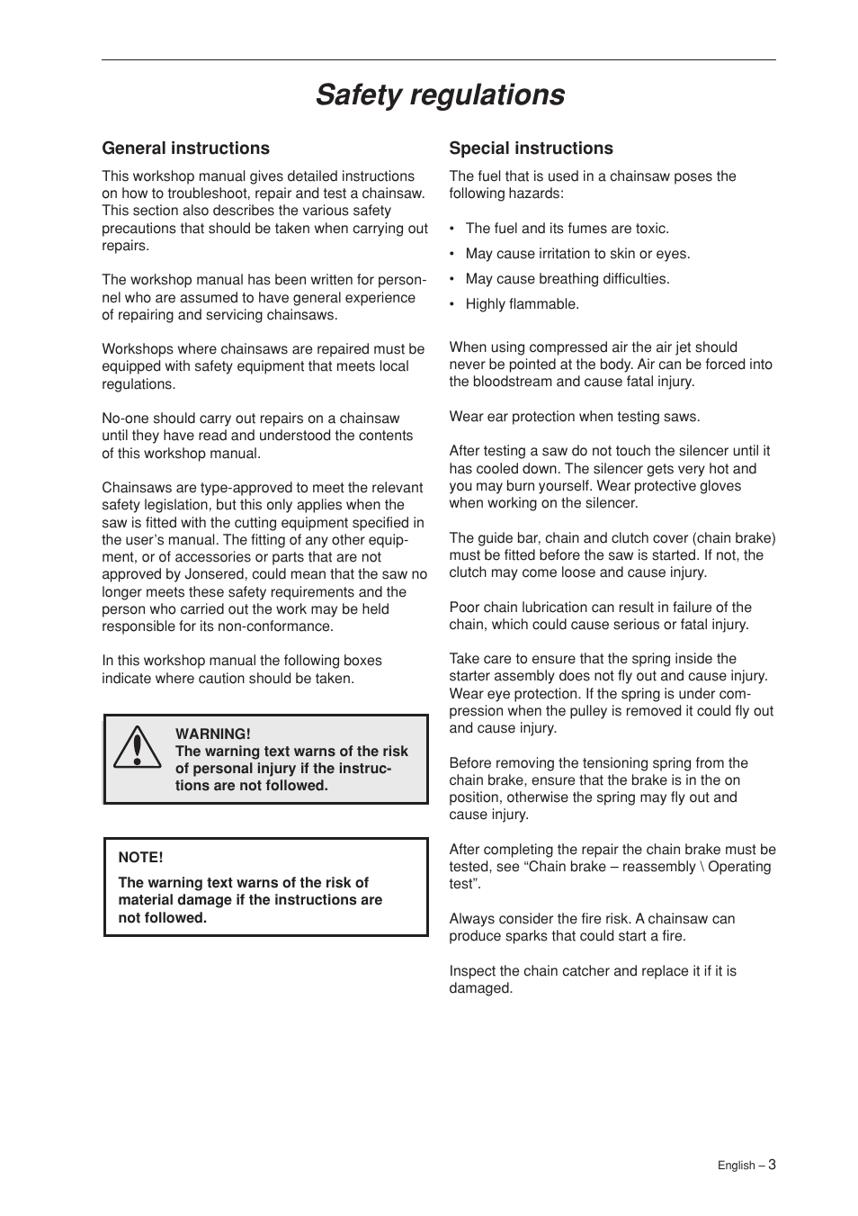 Safety regulations | Husqvarna 340 User Manual | Page 4 / 52