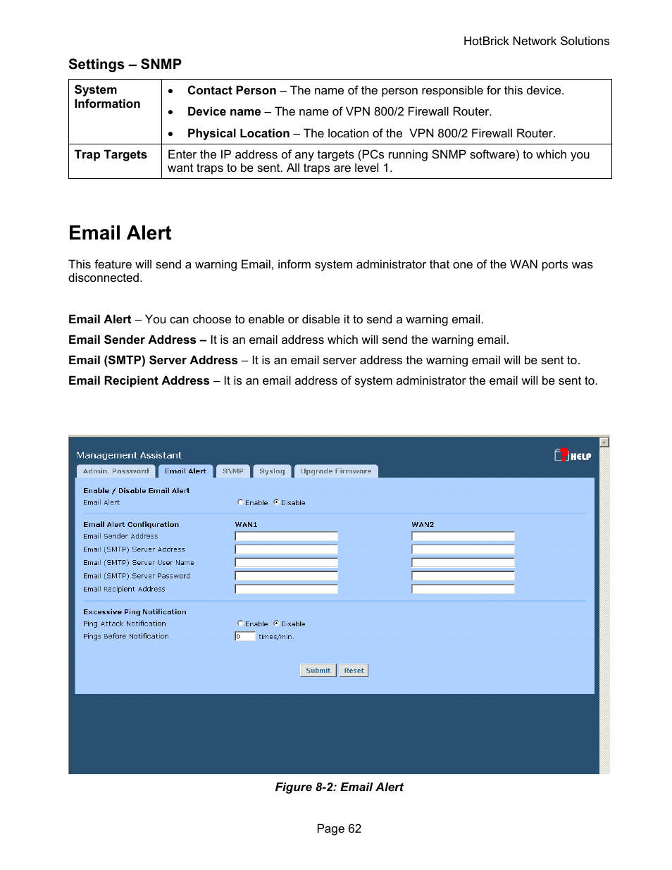Email alert | HotBrick VPN 800 User Manual | Page 66 / 89