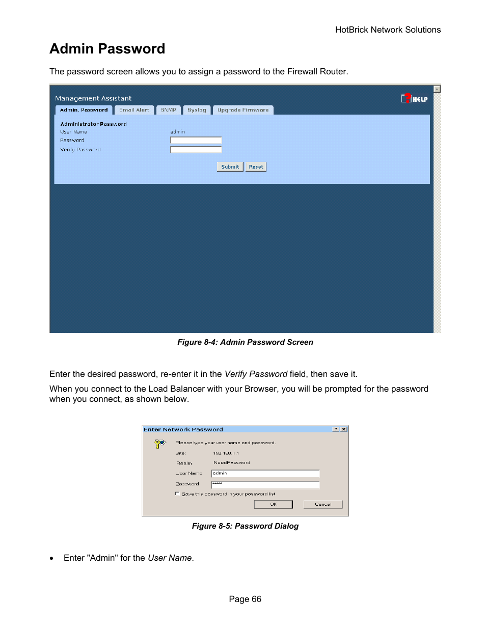 Admin password | HotBrick VPN 800 User Manual | Page 70 / 89