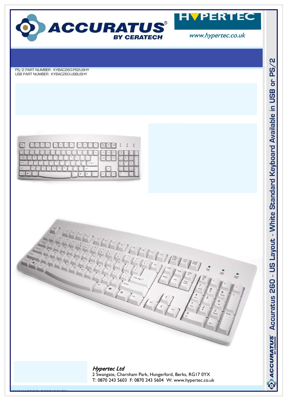 Hypertec Accuratus KYBAC260-USBUSHY User Manual | 1 page