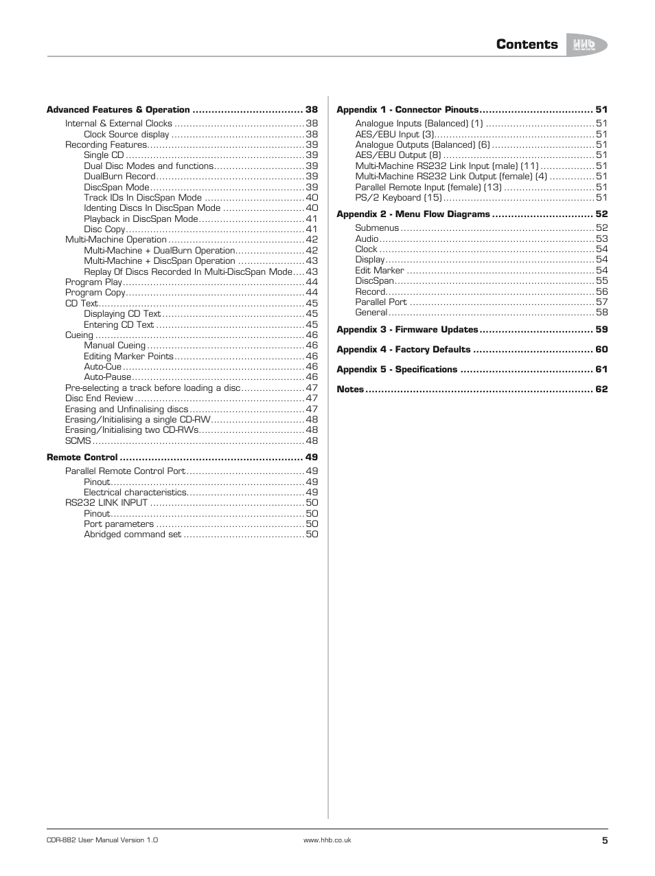 HHB comm CDR-882 User Manual | Page 6 / 66