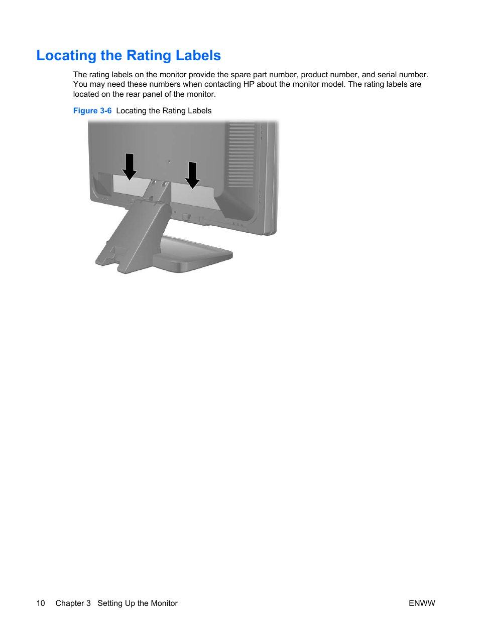Locating the rating labels | HP Monitor LE1901wm User Manual | Page 16 / 45