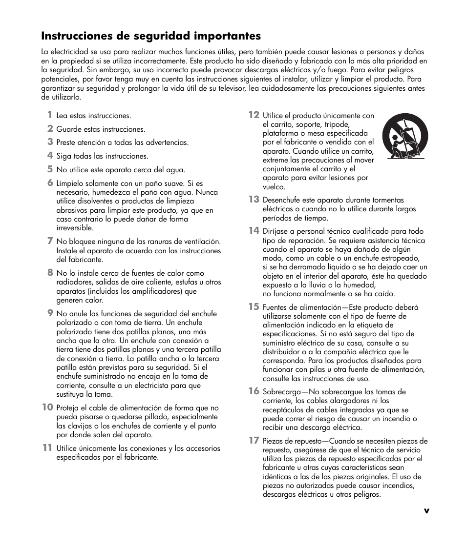 Instrucciones de seguridad importantes | HP LT3700 User Manual | Page 139 / 200