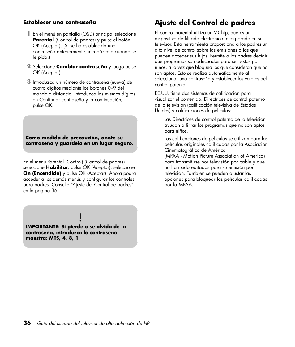 Ajuste del control de padres | HP LT3700 User Manual | Page 180 / 200