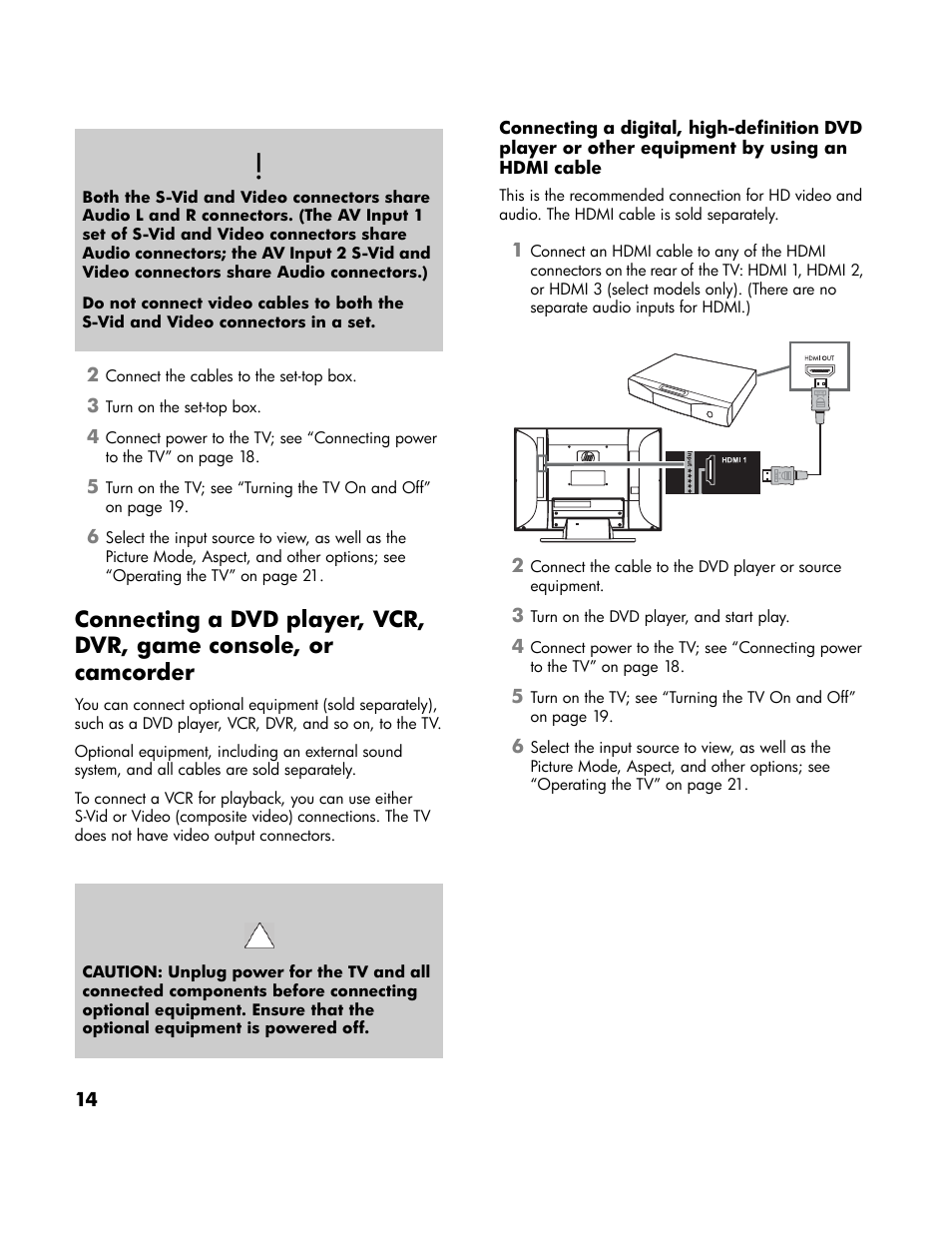 Connecting a dvd player, vcr, dvr, game con, Sole, or camcorder | HP LT3700 User Manual | Page 24 / 200