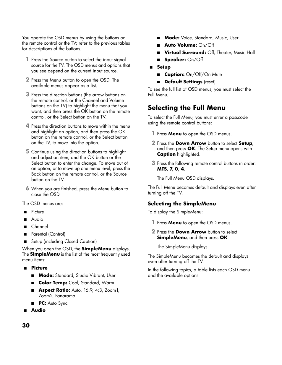 Selecting the full menu | HP LT3700 User Manual | Page 40 / 200