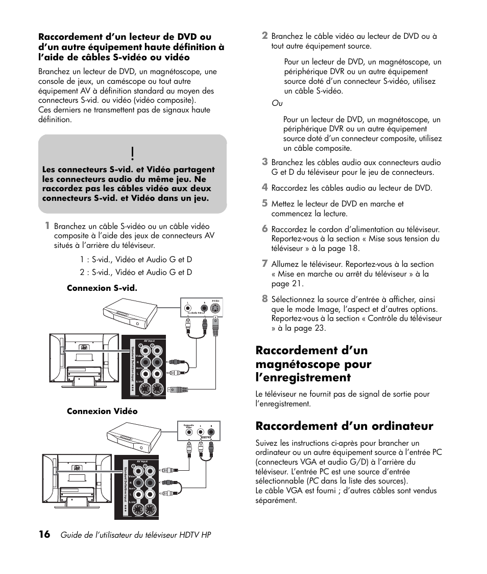 Raccordement d’un ordinateur | HP LT3700 User Manual | Page 92 / 200