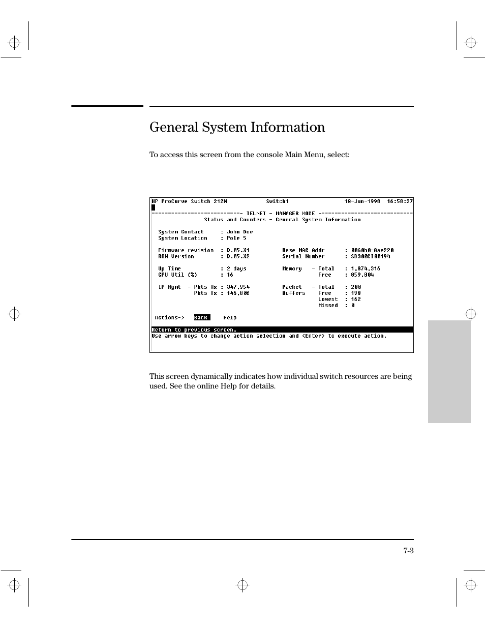General system information | HP 212M User Manual | Page 111 / 166